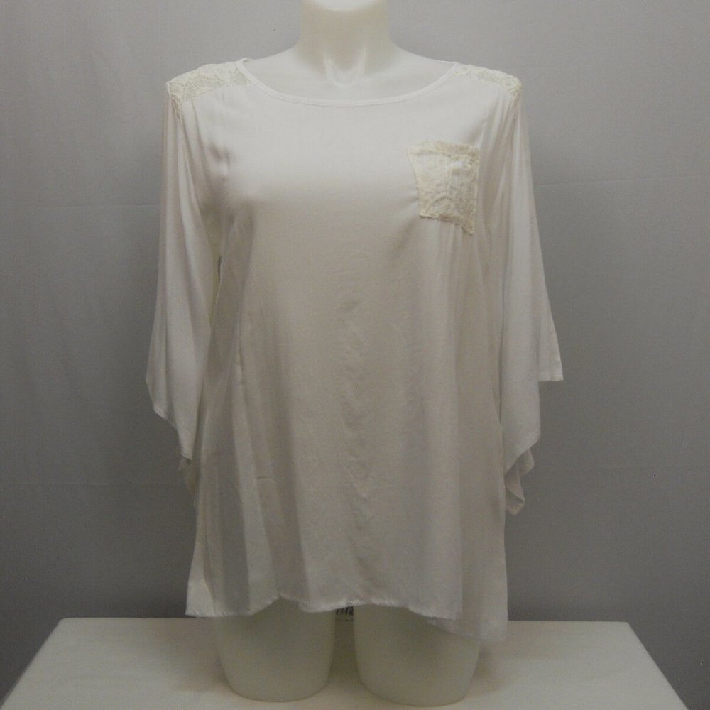 Orange Caramel Women's Top Lace Back Hi-Lo Hem White Plus Size 1XL  NWOT